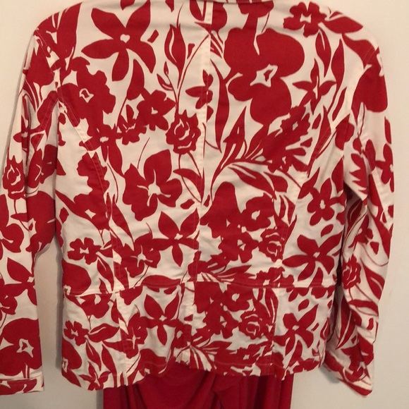 CHICO’S JACKET RED/WHITE PRINT - Picture 5 of 7